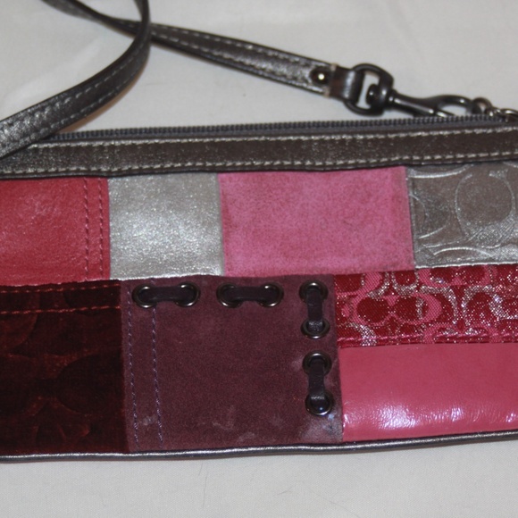 COACH Pink & Silver Patchwork Wristlet - Picture 3 of 4